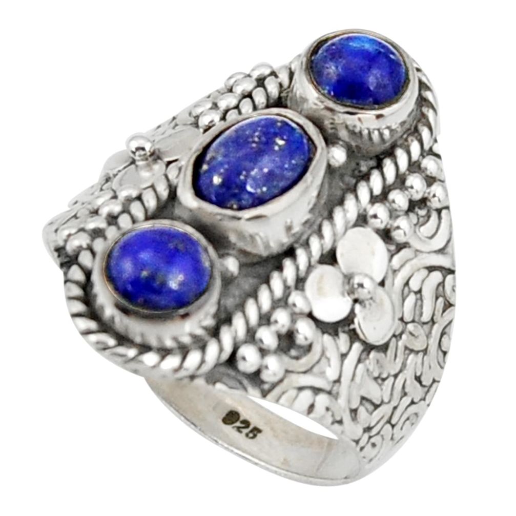 925 sterling silver 3.91cts natural blue lapis lazuli ring jewelry size 7 r38015