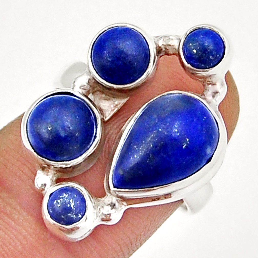 925 sterling silver 7.97cts natural blue lapis lazuli ring jewelry size 7 y3360