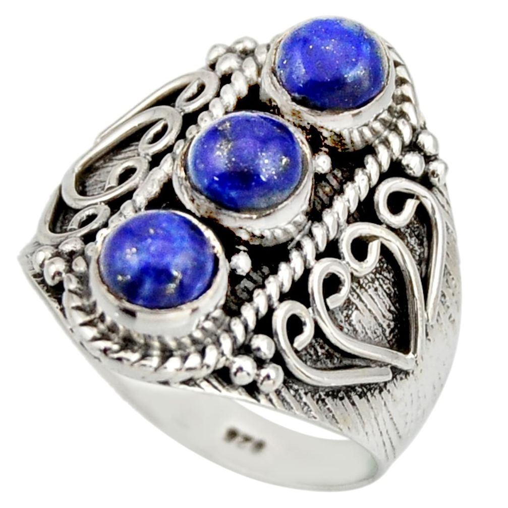 925 sterling silver 2.54cts natural blue lapis lazuli ring jewelry size 8 r26826