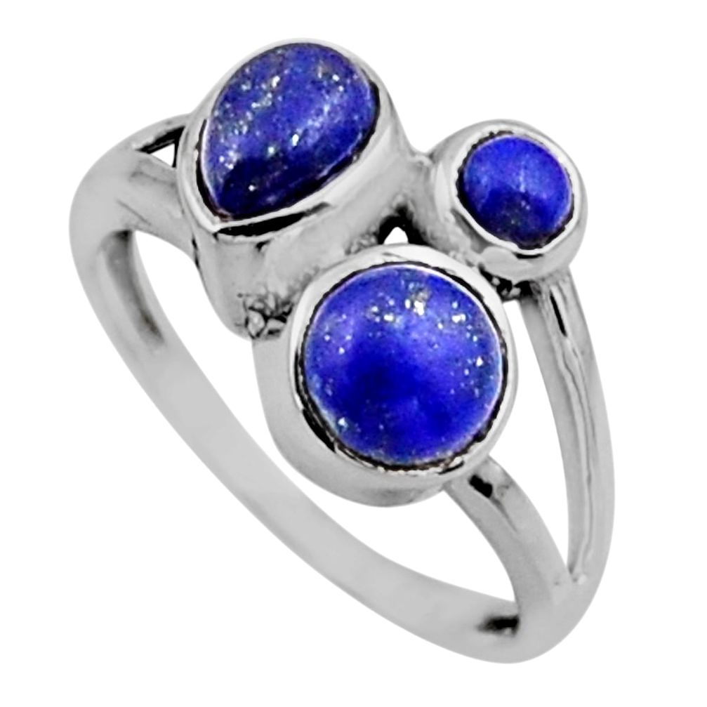 925 sterling silver 3.93cts natural blue lapis lazuli ring jewelry size 8 r54512