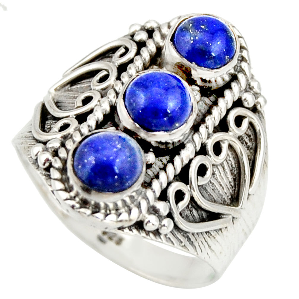 925 sterling silver 2.47cts natural blue lapis lazuli ring size 8.5 r26829