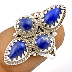925 sterling silver 4.72cts natural blue lapis lazuli ring size 6.5 u16458