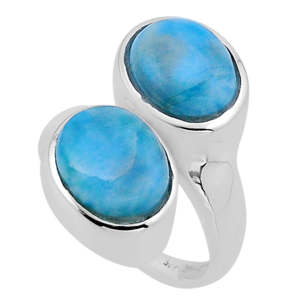 925 sterling silver 8.53cts natural blue larimar adjustable ring size 7 n54872