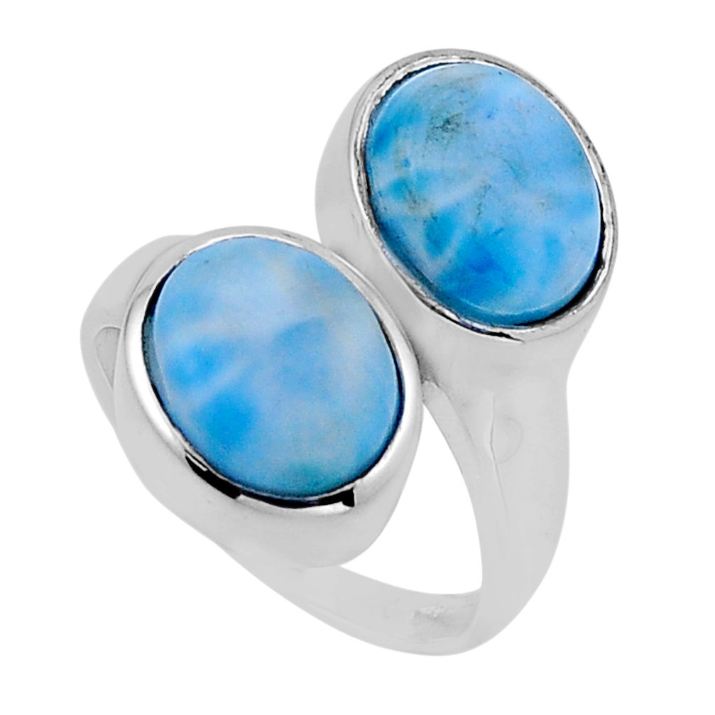 925 sterling silver 8.53cts natural blue larimar adjustable ring size 8 n54864