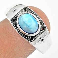 925 sterling silver 2.01cts natural blue larimar mens ring jewelry size 7 u24290