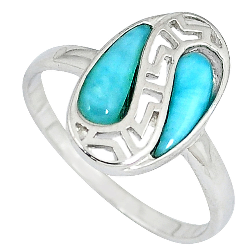 925 sterling silver natural blue larimar pear shape ring size 9 a33203 c15032