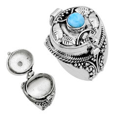 925 sterling silver 0.90cts natural blue larimar poison box ring size 6.5 n44578