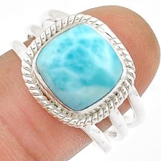 925 sterling silver 5.42cts natural blue larimar ring jewelry size 9 u88012