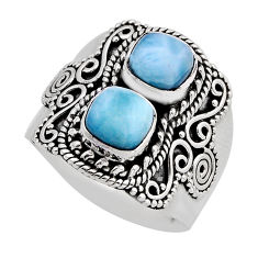 925 sterling silver 2.11cts natural blue larimar ring jewelry size 8.5 y82850