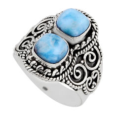 925 sterling silver 2.26cts natural blue larimar ring jewelry size 6.5 y82857
