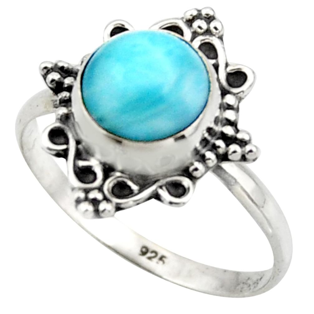 925 sterling silver 3.03cts natural blue larimar solitaire ring size 8.5 r41565