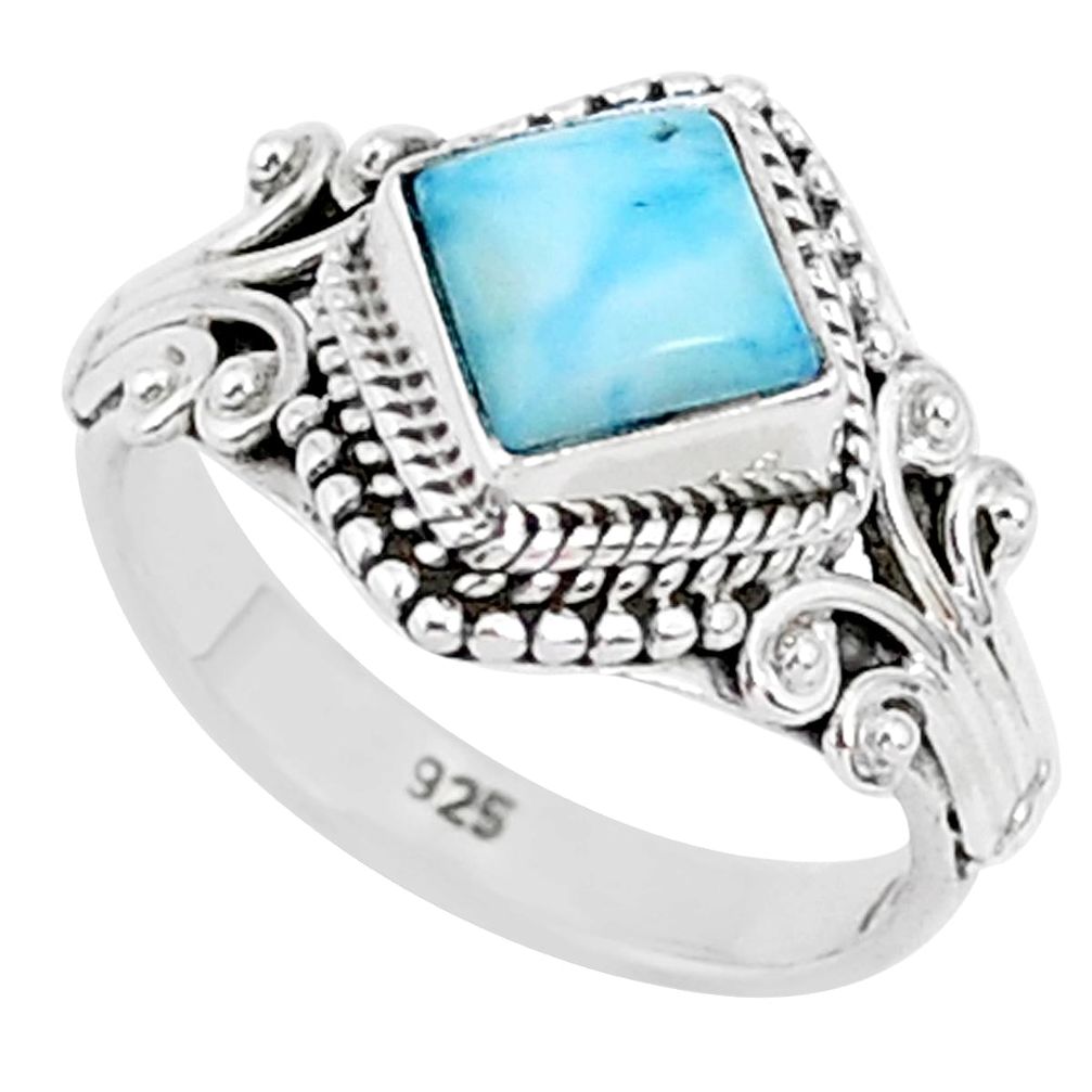 925 sterling silver 1.26cts natural blue larimar solitaire ring size 5 r93835