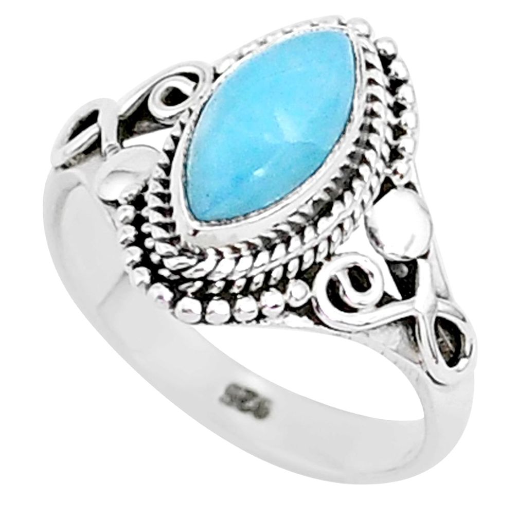 925 sterling silver 2.43cts natural blue larimar solitaire ring size 6 r93839