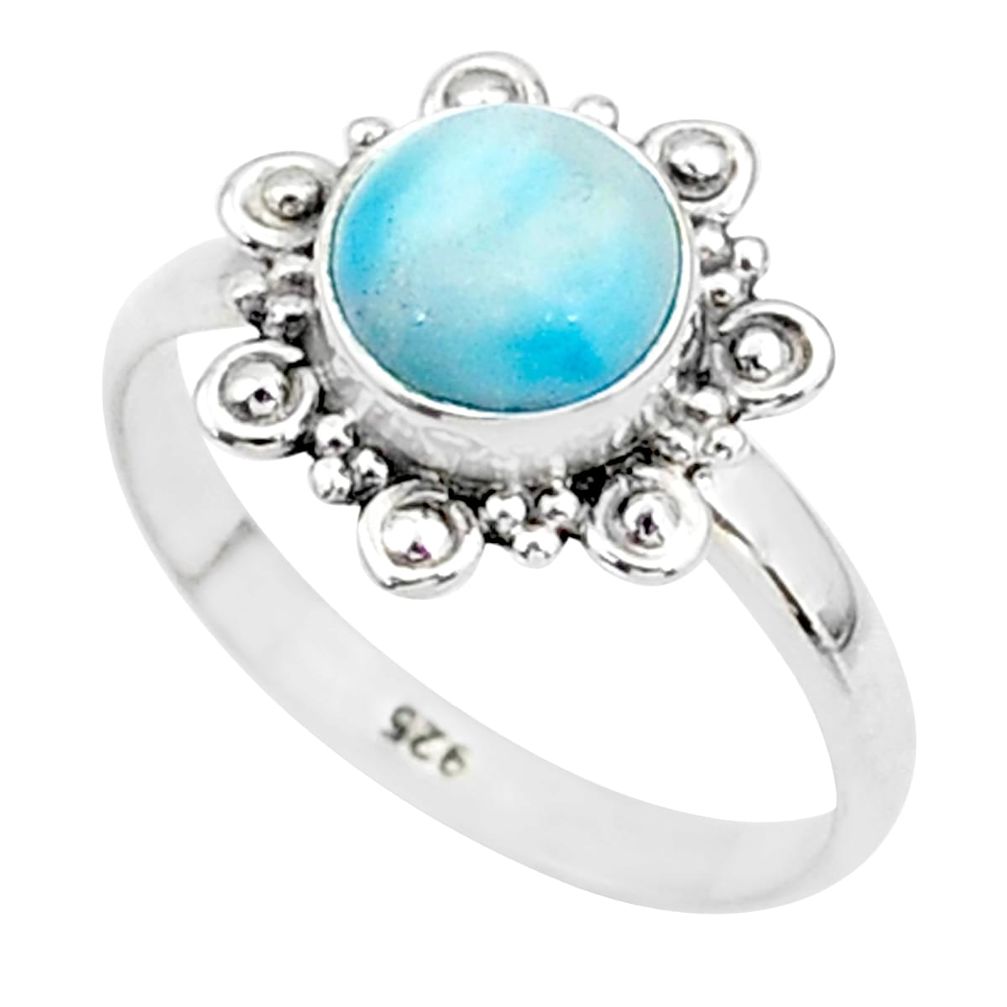 925 sterling silver 2.42cts natural blue larimar solitaire ring size 7 t4959