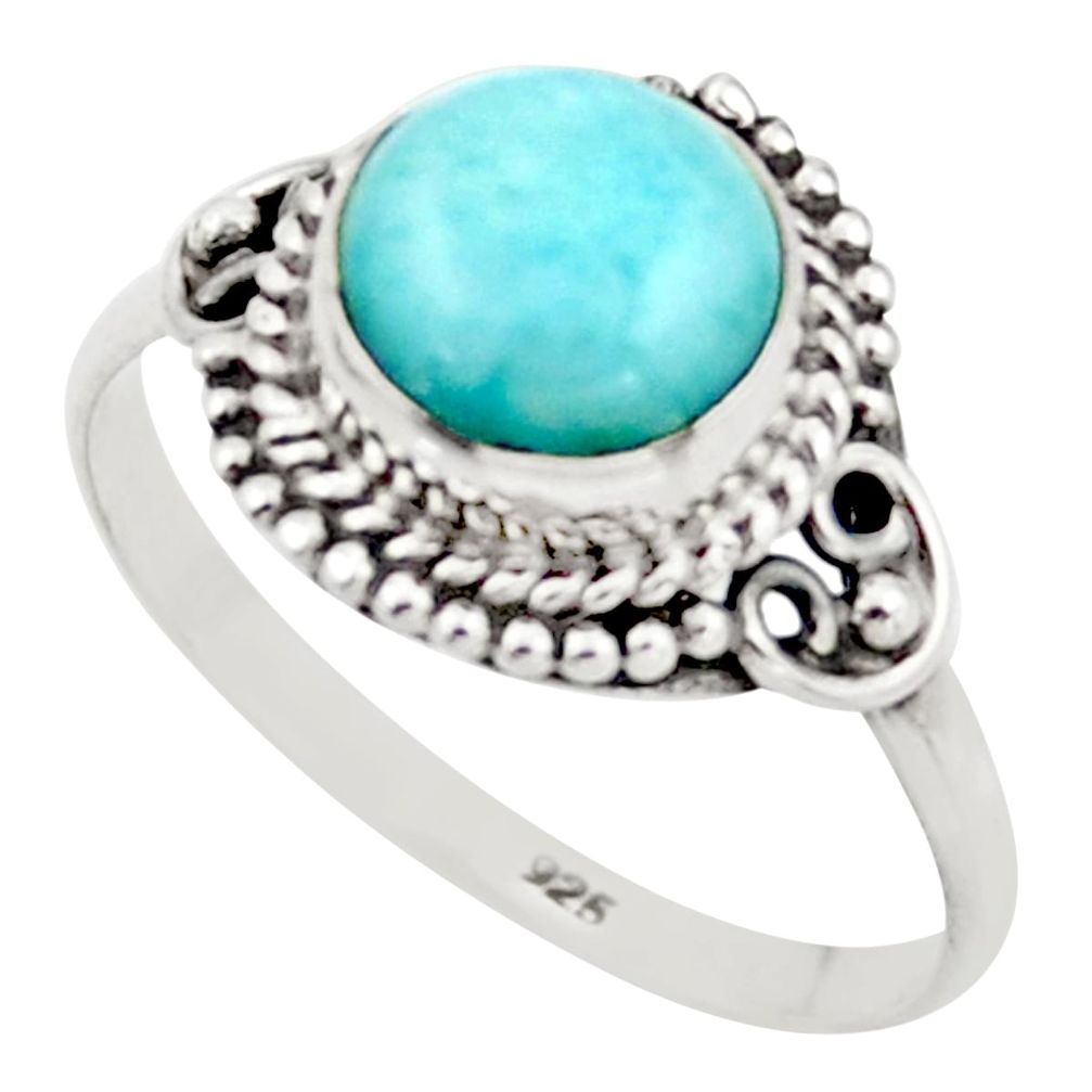 925 sterling silver 2.92cts natural blue larimar solitaire ring size 9 r41404