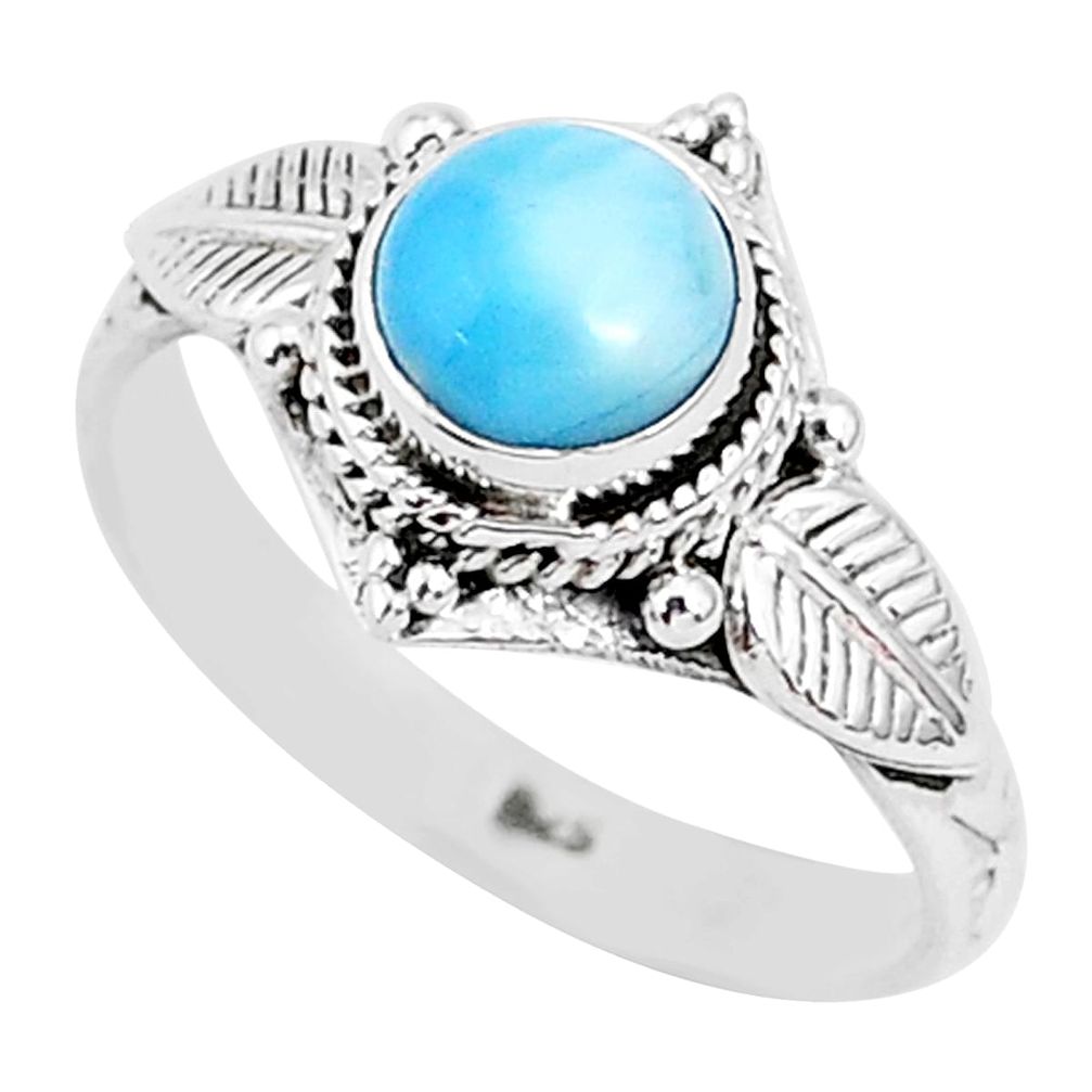 925 sterling silver 2.53cts natural blue larimar solitaire ring size 9 r93824