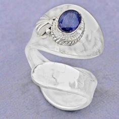 925 sterling silver 1.53cts natural blue sapphire adjustable ring size 7 t88074