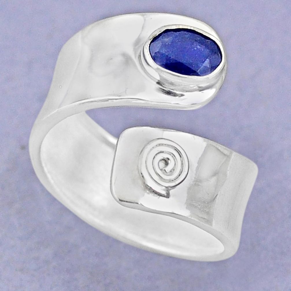 925 sterling silver 1.57cts natural blue sapphire adjustable ring size 9 t88096