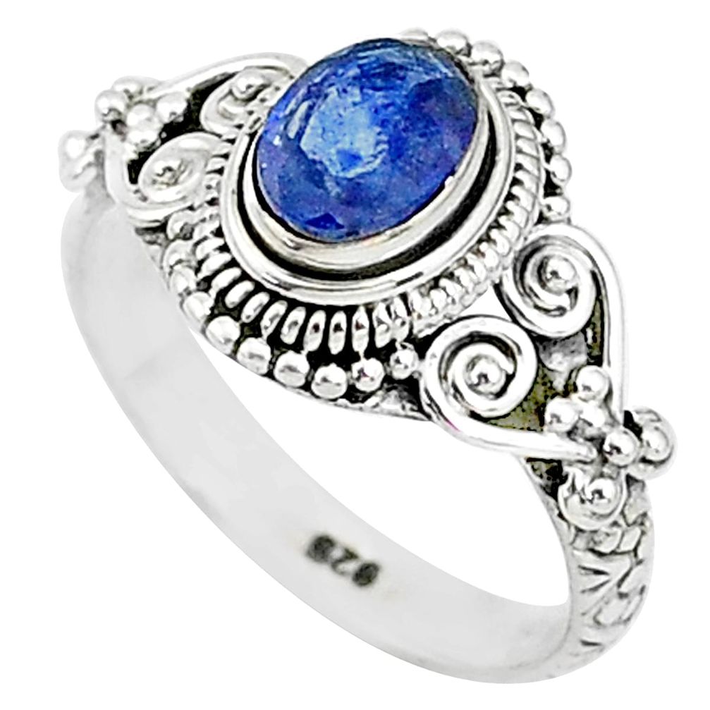 925 sterling silver 1.40cts natural blue sapphire solitaire ring size 7 t5518