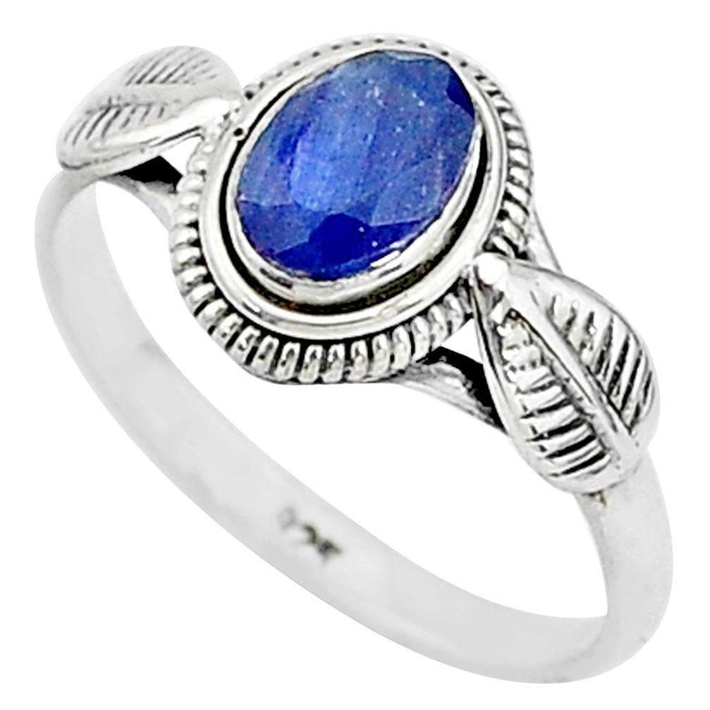 925 sterling silver 1.51cts natural blue sapphire solitaire ring size 8 t5505