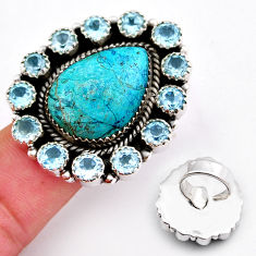 925 sterling silver 30.97cts natural blue shattuckite topaz ring size 5.5 c30248