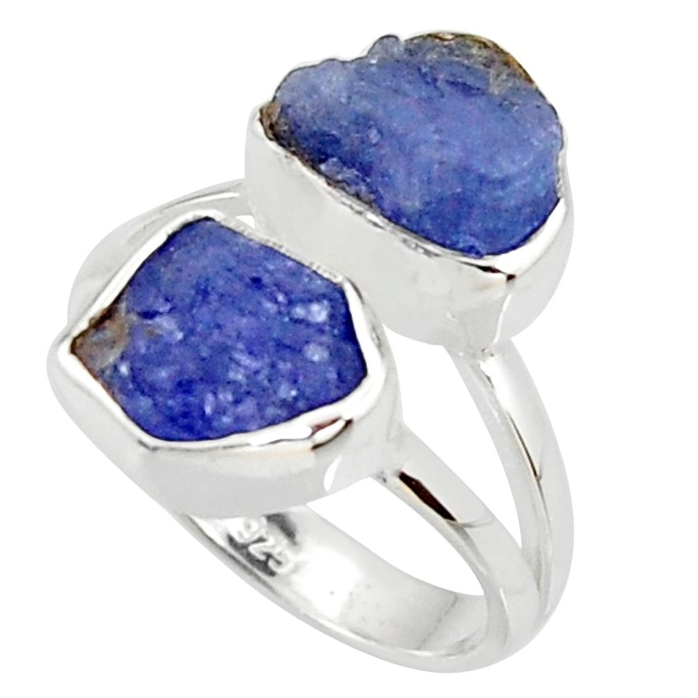 925 sterling silver 9.61cts natural blue tanzanite rough ring size 6 r38278