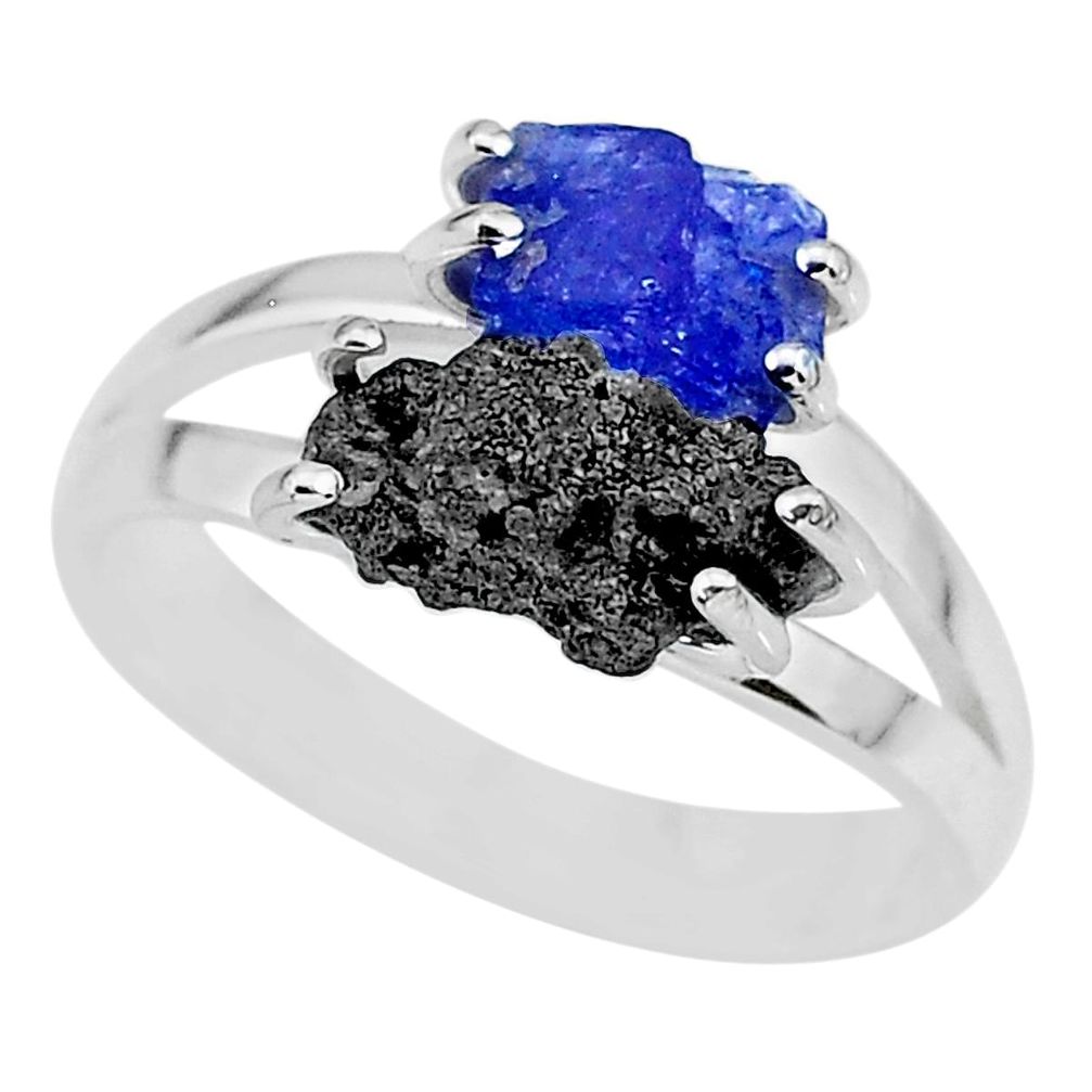 925 sterling silver 5.22cts natural blue tanzanite rough ring size 8 r92289