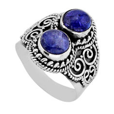 925 sterling silver 4.87cts natural blue tanzanite round ring size 8.5 y79323