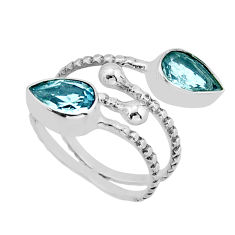 925 sterling silver 3.84cts natural blue topaz adjustable ring size 6 y79411