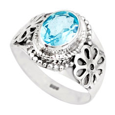 925 sterling silver 2.20cts natural blue topaz oval solitaire ring size 6 r87016