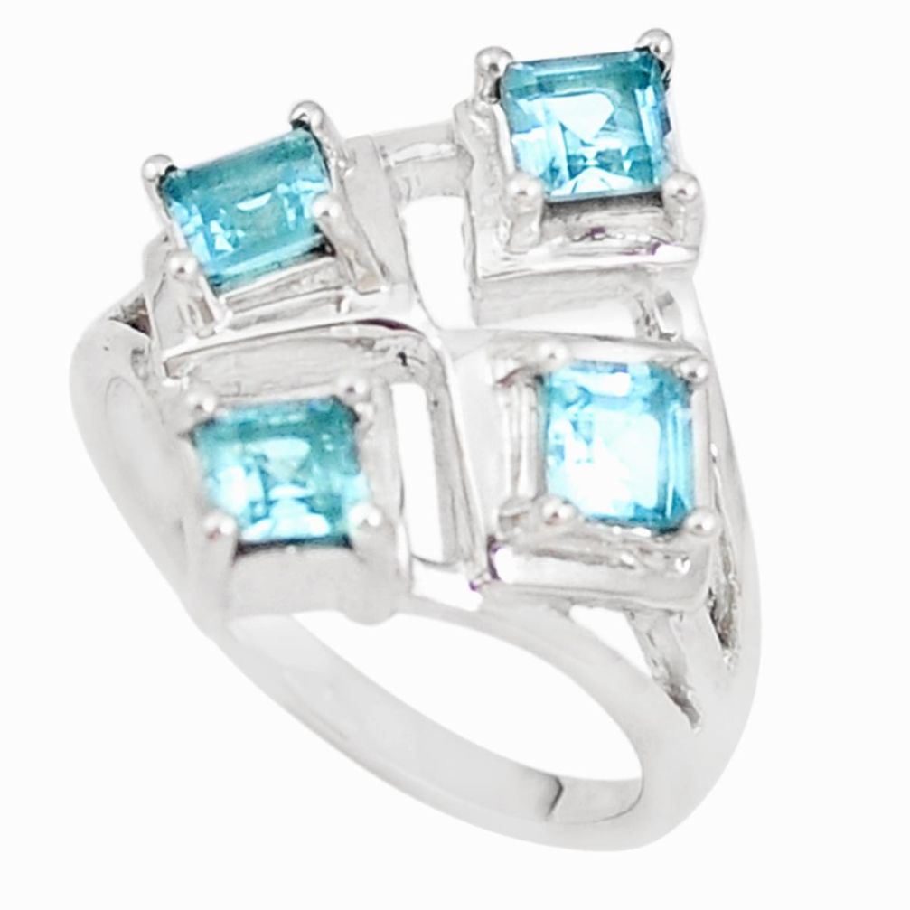 925 sterling silver 3.01cts natural blue topaz ring jewelry size 7.5 p18554