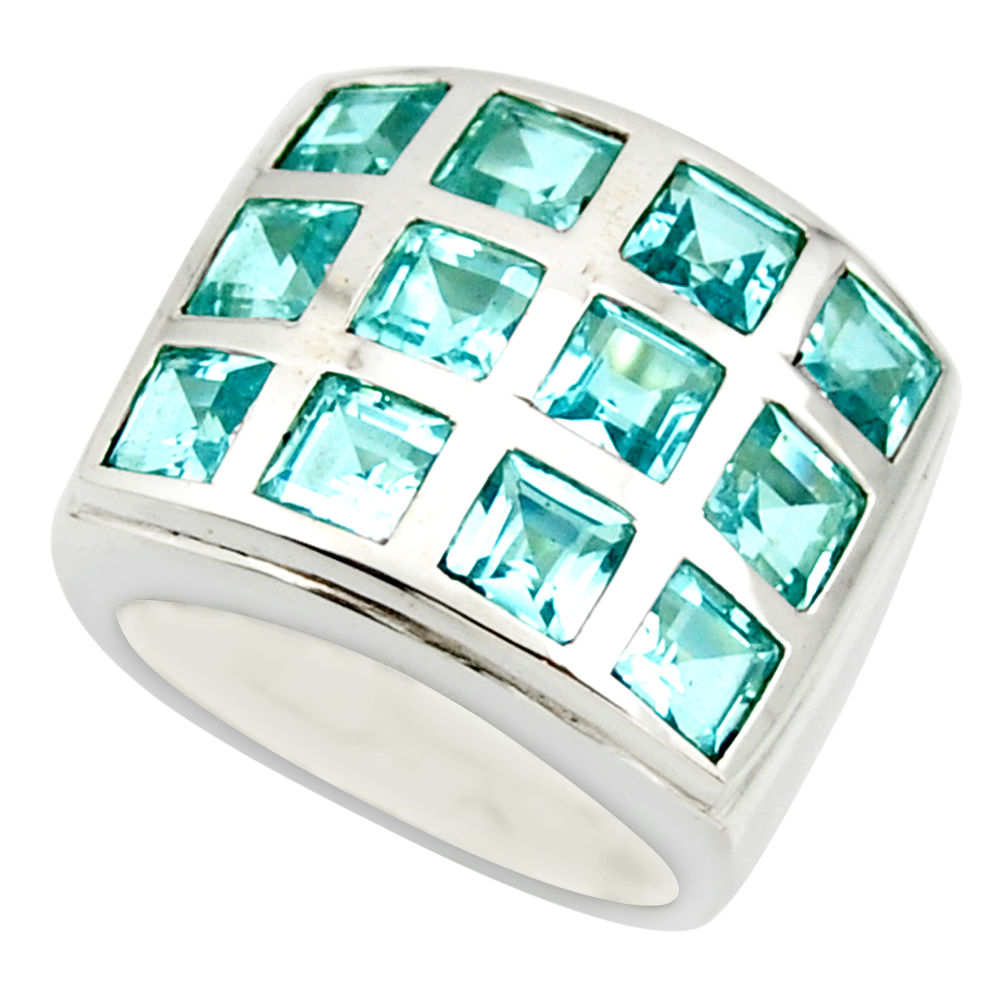 925 sterling silver 6.13cts natural blue topaz ring jewelry size 6.5 r25734