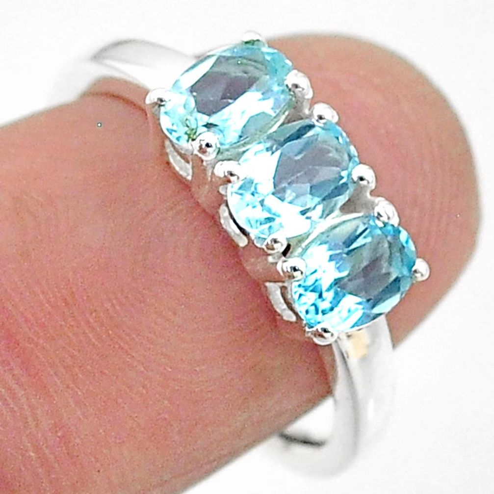 925 sterling silver 2.73cts natural blue topaz ring jewelry size 7 t21256