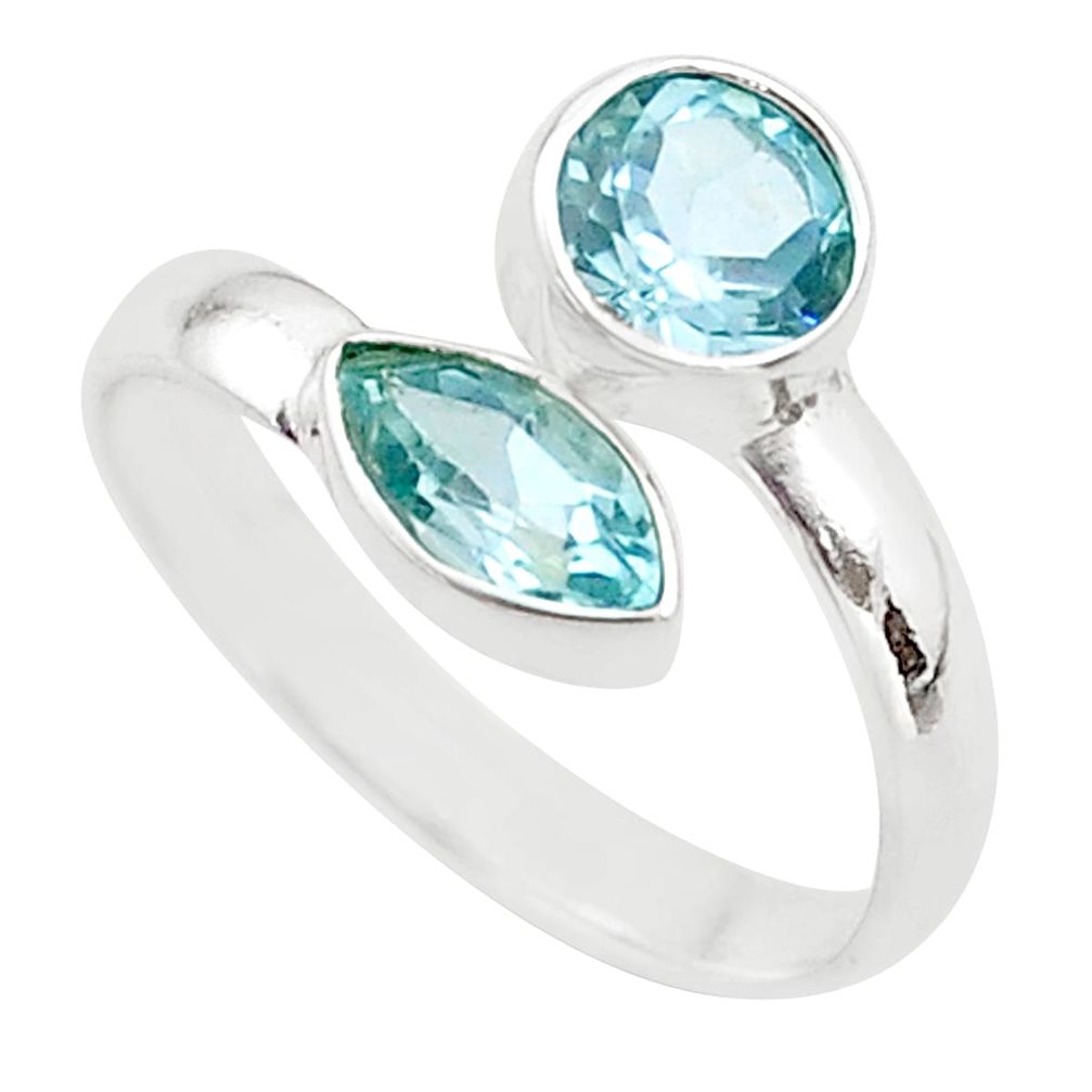 925 sterling silver 3.10cts natural blue topaz ring jewelry size 6.5 t64089