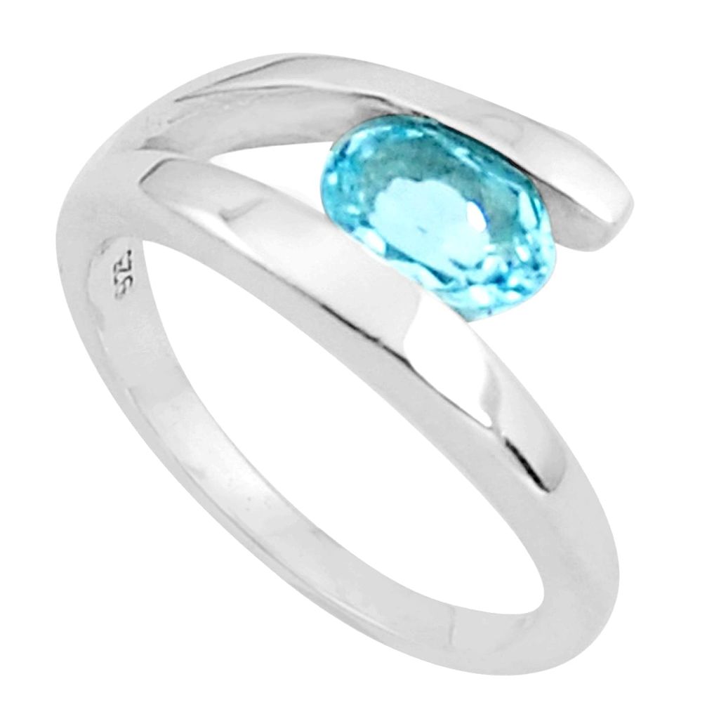 ver 1.51cts natural blue topaz solitaire ring size 6.5 p37315