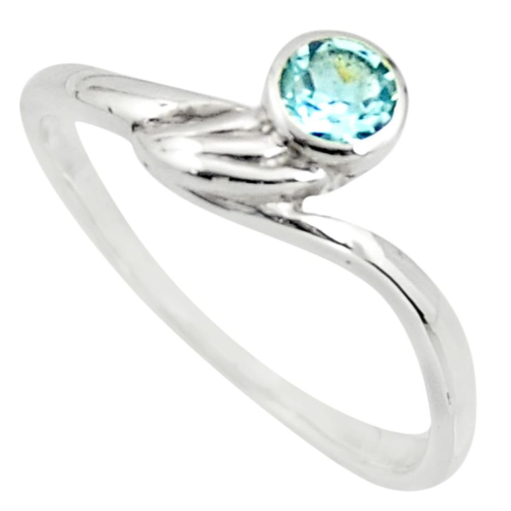 925 sterling silver 0.66cts natural blue topaz solitaire ring size 5.5 r25572