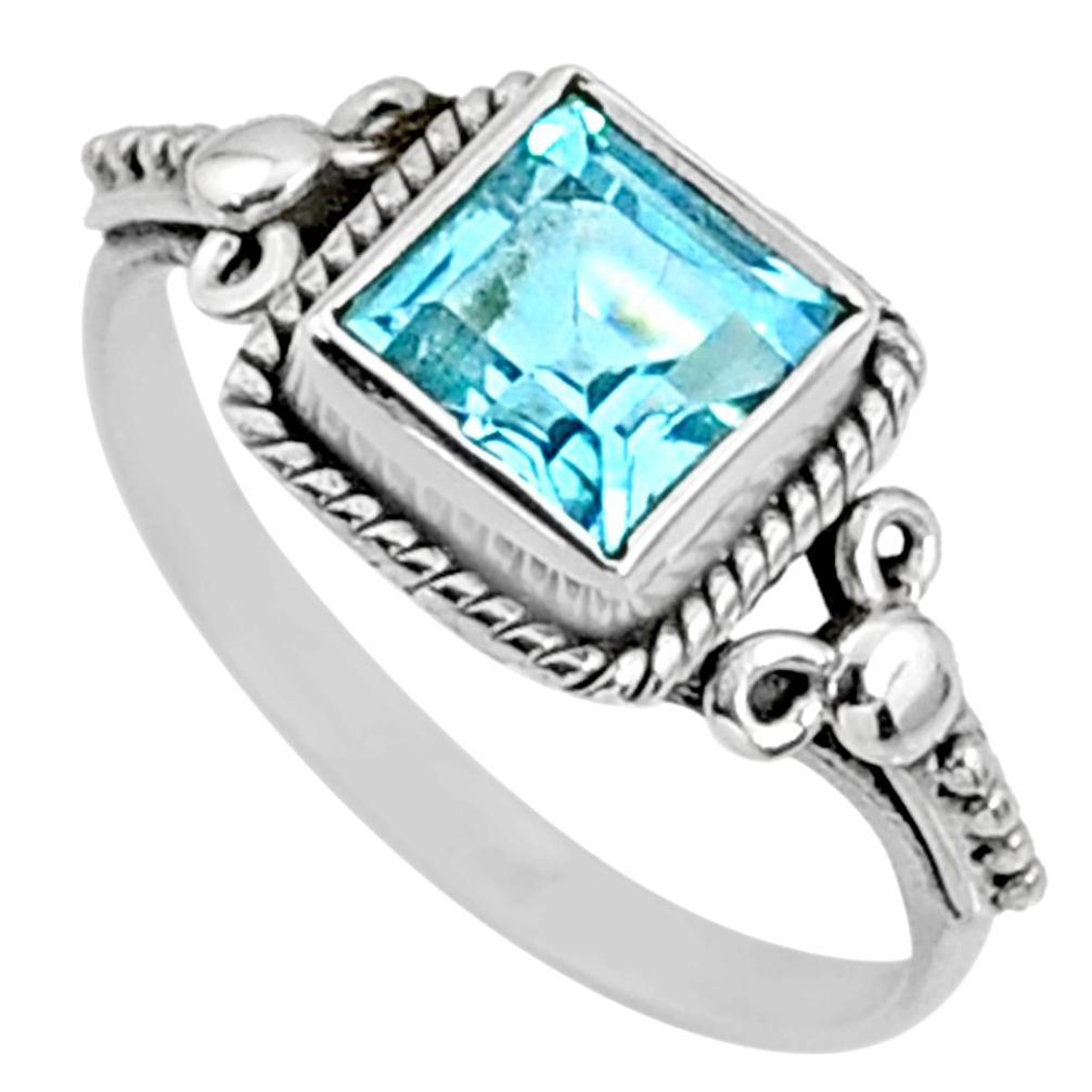 925 sterling silver 2.28cts natural blue topaz solitaire ring size 8.5 r64891