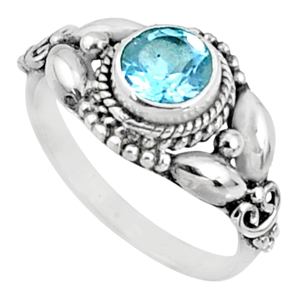 925 sterling silver 1.30cts natural blue topaz solitaire ring size 7 r64849