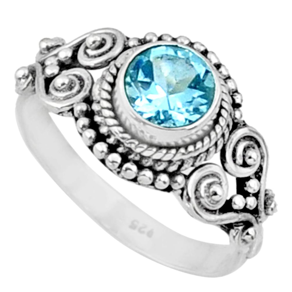 925 sterling silver 1.21cts natural blue topaz solitaire ring size 7 r64944