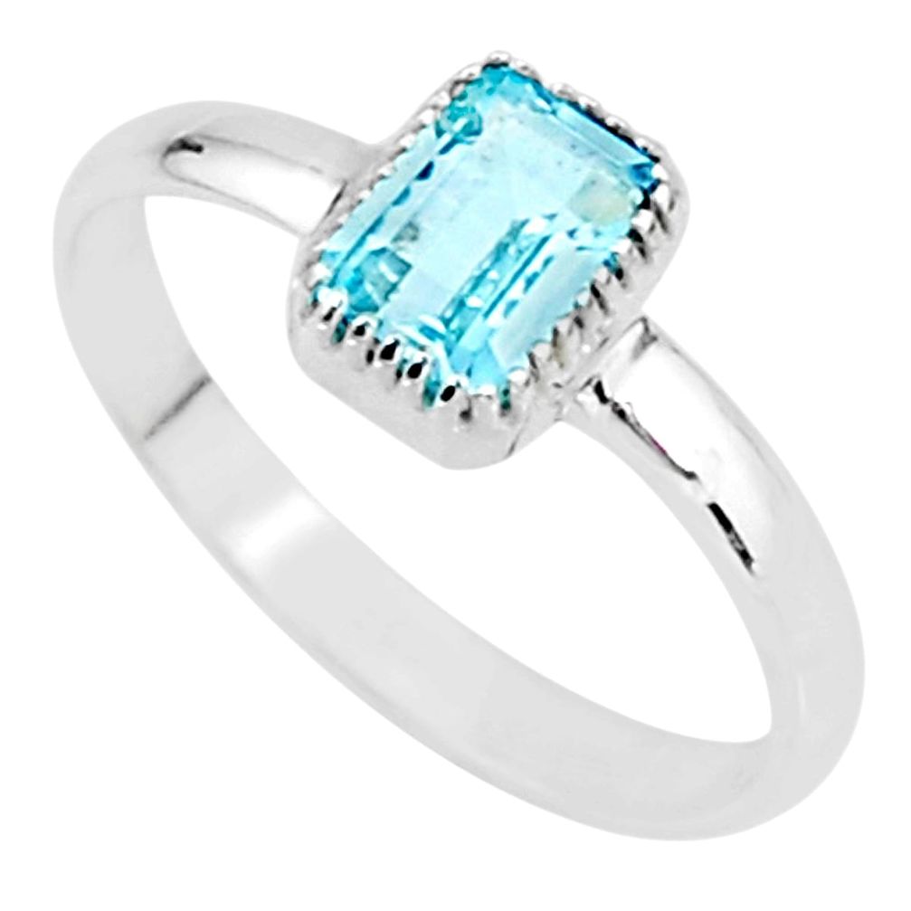 925 sterling silver 1.42cts natural blue topaz solitaire ring size 9 t7560