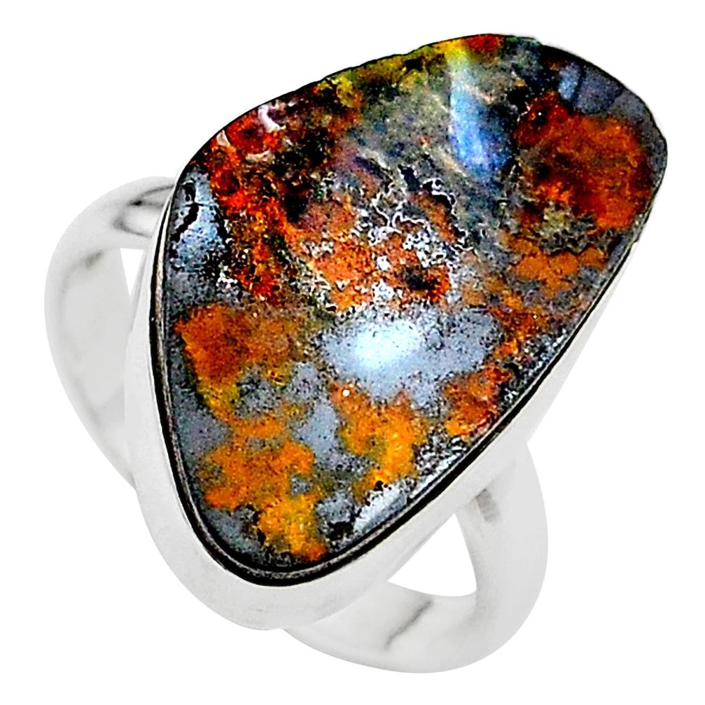 925 sterling silver 15.43cts natural boulder opal solitaire ring size 7.5 t24212