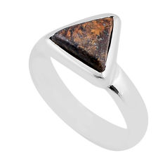 925 sterling silver 2.98cts natural brown bronzite ring jewelry size 6.5 y61624