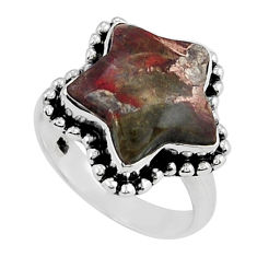 925 sterling silver 8.67cts natural brown mushroom rhyolite ring size 7 y24826