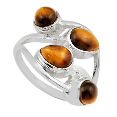 925 sterling silver 5.34cts natural brown tiger's eye pear ring size 6.5 y37290