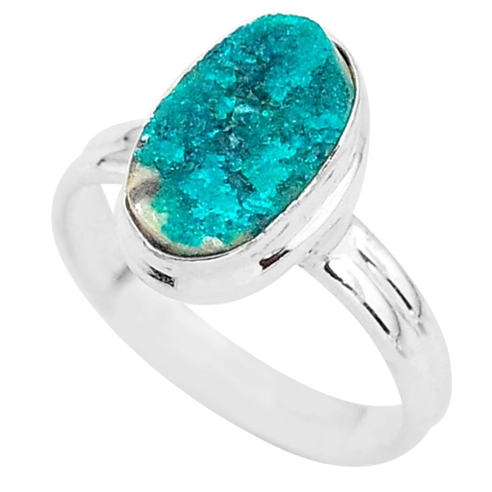 925 sterling silver 5.23cts natural dioptase oval solitaire ring size 8.5 t3324