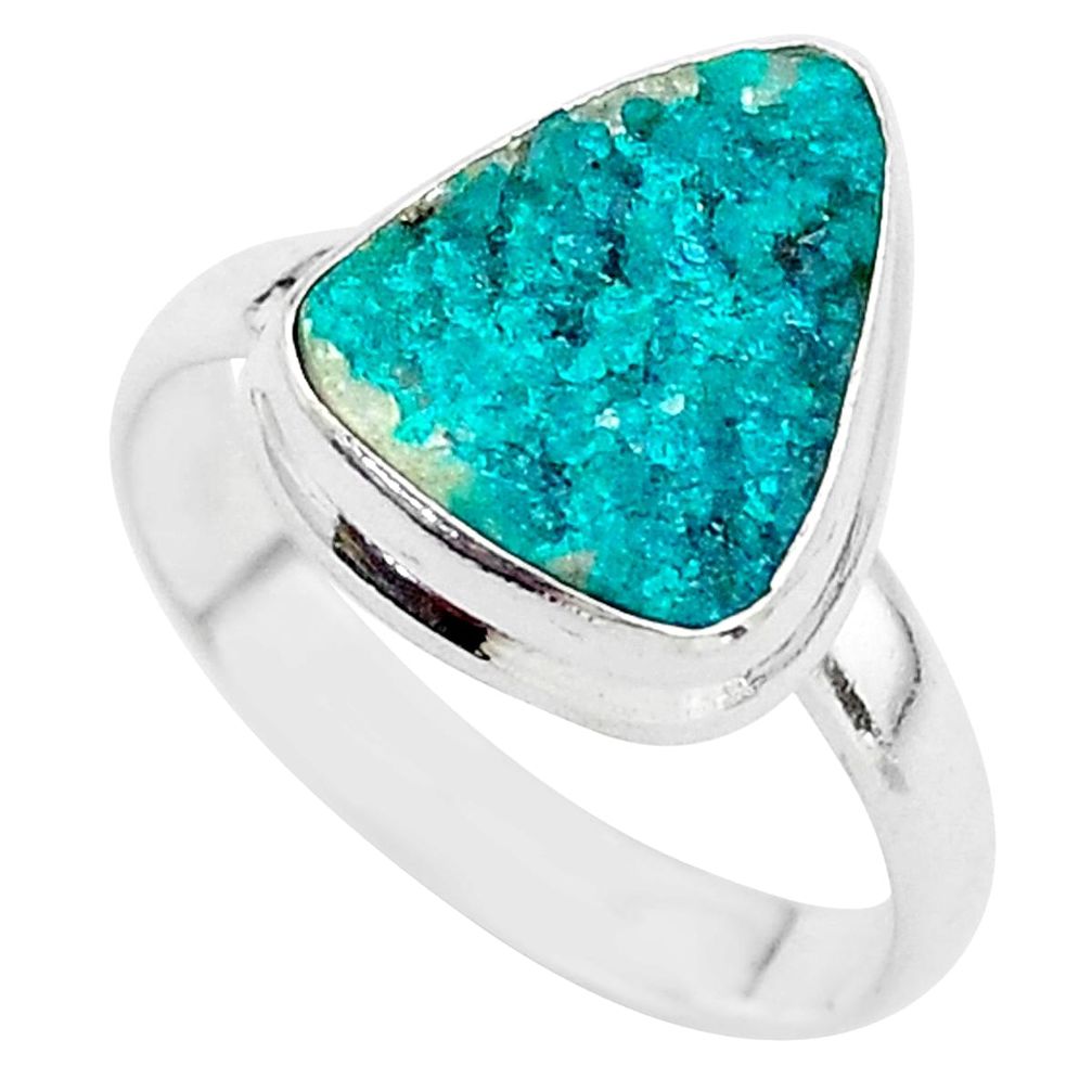 925 sterling silver 6.57cts natural dioptase solitaire ring jewelry size 9 t3328