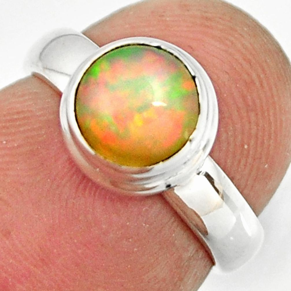 925 sterling silver 1.99cts natural ethiopian opal solitaire ring size 4 r26264