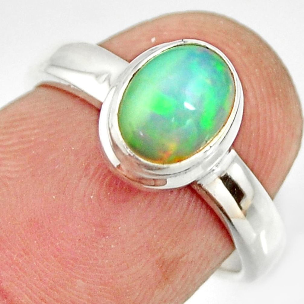 925 sterling silver 2.17cts natural ethiopian opal solitaire ring size 6 r26280