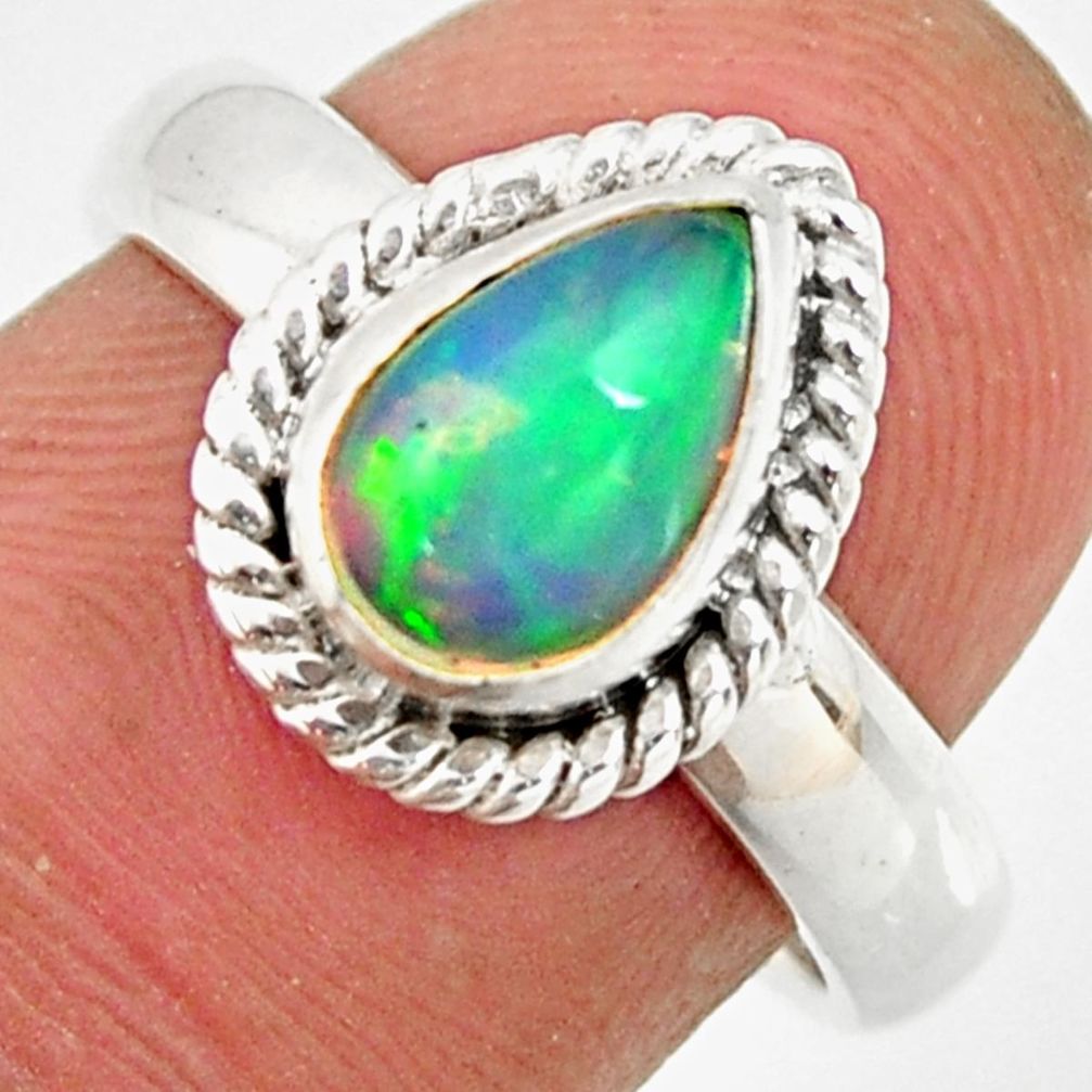 925 sterling silver 2.24cts natural ethiopian opal solitaire ring size 7 r26297