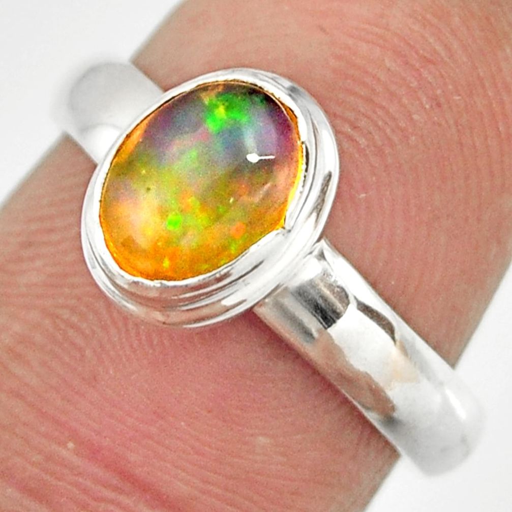 925 sterling silver 2.09cts natural ethiopian opal solitaire ring size 7 r26380